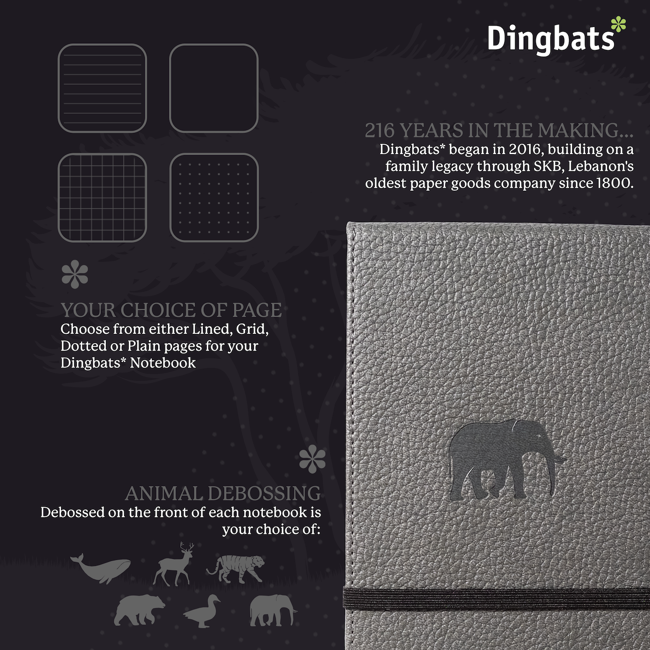 Grey Elephant A6+ Reporter (15.5 x 11 cm)